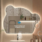 Cute Bear Wall Mirror, Wall Mounted Multifunction Bathroom Vanity Mirror with LED Lights and Demister Pad, 3-Color Dimmable LED Light, Decorative Mirror(A,70x86cm)