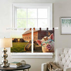 Farm Pig Kitchen Curtains 36 Inch Length, Small Window Curtains Tab Top, Farmhouse Barn Funny Animals Butterfly Light Filtering Short Window Treatments Tier Drapes 27.5"x36" 2 Panel