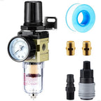 1/4" NPT Air Compressor Filter Regulator Combo, Water Separator Air Pressure Regulator with Gauge AW2000-02