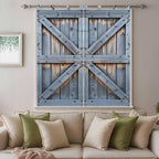 Farmhouse Wood Grain Bedroom Curtains 72 Inch Length, Window Curtains Tab Top, Vintage Country Barn Gate Textured Light Filtering Window Treatments Drapes 52"x72" 2 Panel