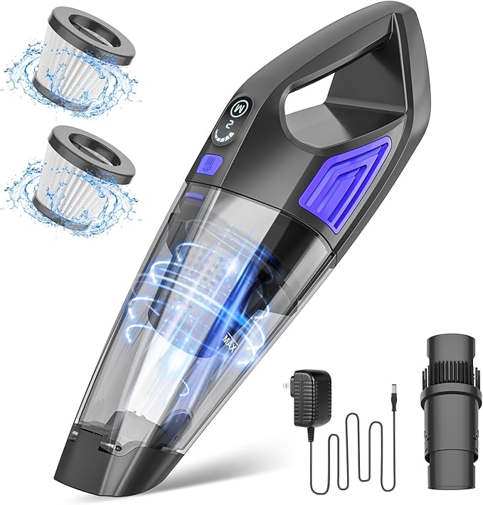 Handheld Vacuum Cordless Cleaner,Powerful Portable and Dust Buster Hand Vcauum Rechargeable with Large-Capacity Battery for CarPetOfficeHome (Mixed Colors) (Dark Blue)