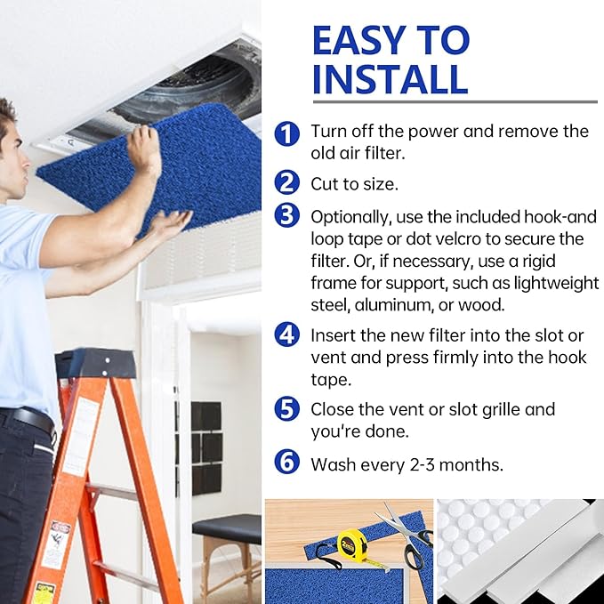 Ubeesize Reusable Air Filter 20x30, Furnace Filters Cut to Fit Air Conditioner MERV 6 Replacement for HVAC RV Washable AC Filter Media (Actual Size 20x30x0.7 inch)