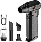Compressed Air Duster, 2-in-1 Cordless Electric Air Duster & Mini Vacuum, High-Speed Brushless Motor, 8000mAh Rechargeable, Type-C, for Electronics, Keyboard, Car & Home Cleaning