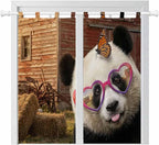 Farm Panda Bedroom Curtains 72 Inch Length, Window Curtains Tab Top, Farmhouse Barn Funny Animals Butterfly Light Filtering Window Treatments Drapes 52"x72" 2 Panel