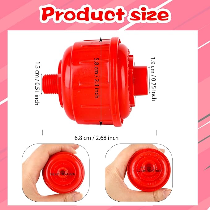 12 Pcs Disposable Mini Air Water Filters Red Air Line Filter Paint Gun Filter Removes Moisture Separator Standard 1/4 Inch Threads for Most Spray Guns and Air Tools