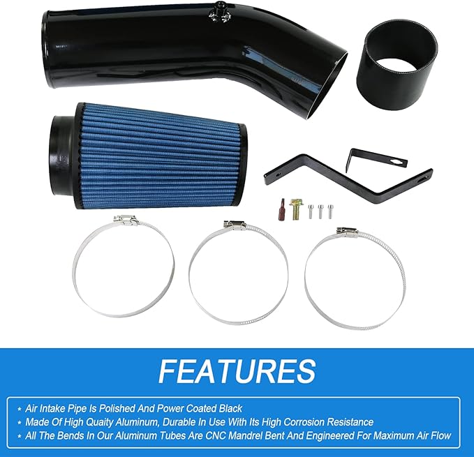 Oiled Cold Air Intake 7.3 Diesel Kit Air Intake Pipe With Oiled Filter Replacement For Ford F250 F350 F450 Super Duty 7.3L Power stroke Diesel 1999.5-2003 (1999.5-2003 F250 F350 F450 7.3L Diesel)