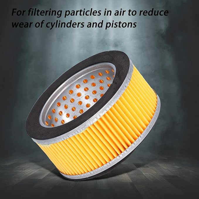 Eujgoov 5Pcs Air Compressor Intake Paper Filter Elements, 4.2x3x2in Piston Type Yellow Compressor Air Filter Replacement
