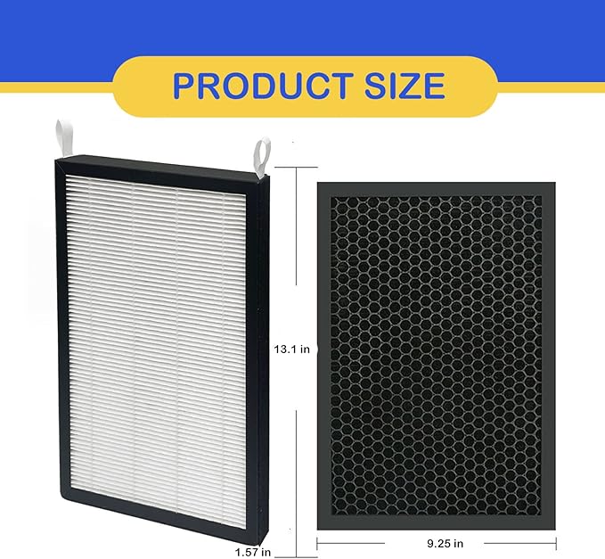 2 Pack True HEPA/Carbon Filters Replacement Compatible with NUWAVE OxyPure Large Area Smart Air Cleaner Purifier Models 47001, 47002, 47003, 47004, 47005, and 47006. Activated Carbon + HEPA Combo
