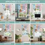 Tie Up Curtains,Happy Easter Rabbit Butt Egg on Daisy Leaf Adjustable Rod Pocket Window Shade Curtain Drape Bufferfly on Wood Barn Tie-Up Valance for Kitchen Bedroom Living Room Windows,34"x45"