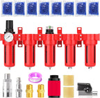 1/4" NPT Industrial Grade 5 Stage Aluminum Air Drying System,Double Coalescing Filter,Particulate Filter,Double Desiccant Dryer and Air Regulator,Manual Drain For Plasma Cutter and Paint Spray