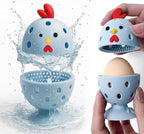 Egg Washer for Fresh Eggs, Egg Scrubber for Fresh Eggs, 2 Reusable Silicone Chicken Shaped Scrubs, Chicken Egg Cleaner, Eggshell Cleaner for Poultry Farm, Housewife Tools Vegetable Processing (Blue)