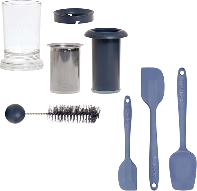 Magical Butter Bundle with Filter Press & Silicone 3-Pack Spatulas – Mess-Free Straining System with Heat-Resistant Tools for Easy Stirring, Scraping & Cleanup