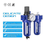 NANPU 1/2" NPT Compressed Air Filter Regulator Lubricator (FRL), Zinc Alloy, 5 Micron Brass Element, 0-150 psi Gauge, Quick Release Bowl, Manual Drain, Metal Bracket