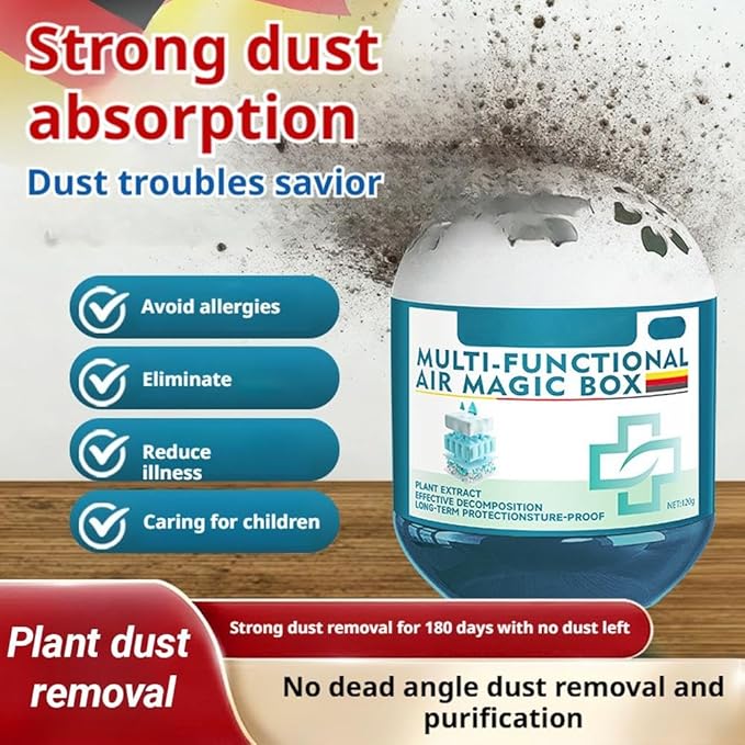 Indoor Air Purification Dust Removal Magic Box,Multifunctional Air Magic Box Dust Cleaner,No Electricity Needed & Silent Operation,120g Long-Lasting Freshener for Room,Office & Car