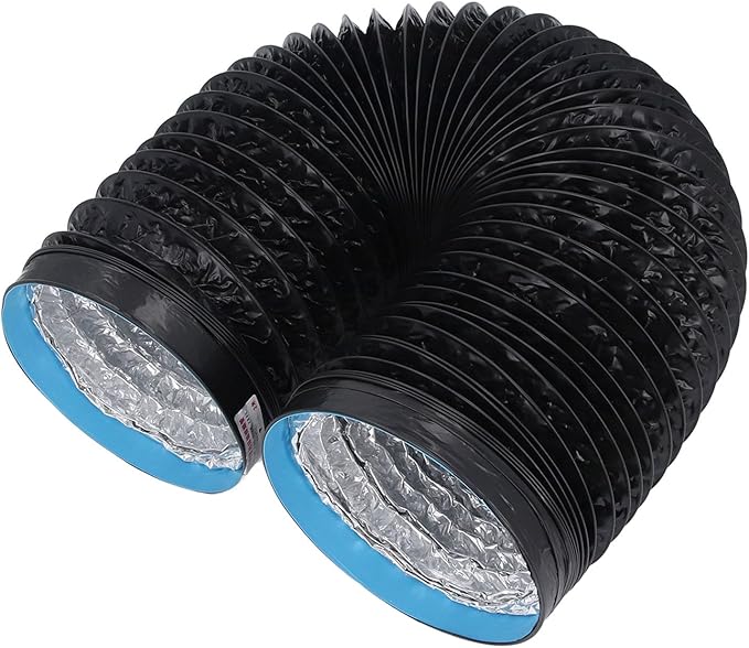 Respicefinem 7in Dryer Vent Exhaust Duct Hose Thickened PVC Aluminum Foil 6 56ft Flexible Insulated Air Ducting For Kitchens Greenhouses HVAC And Grow Rooms
