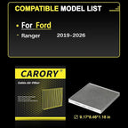 Cabin Air Filter w/Activated Carbon for Ford Ranger 2019 2020 2021 2022 2023 2024 2025 2026, KB3Z19N619A, CF12776, FP-88