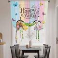 Tie Up Curtains,Happy Easter Rabbit Butt Egg on Daisy Leaf Adjustable Rod Pocket Window Shade Curtain Drape Bufferfly on Wood Barn Tie-Up Valance for Kitchen Bedroom Living Room Windows,42"x63"