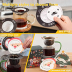 UFO Coffee Filter Paper Bag, Portable Hanging Ear Drip Coffee Bag, Single Serve Disposable Pour Over Filter Bag for Camping, Travel, Office, Home, No Adhesive, 16pcs (Santa Claus)