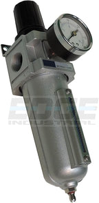 Heavy Duty Compressed AIR Filter Regulator Combo Piggyback, Metal Bowl, Visible Sight Glass, 5 Micron Element (3/4" Manual Drain)