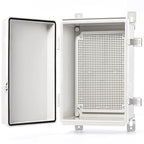 QILIPSU Junction Box IP67 Waterproof Plastic Electrical Enclosure Outdoor Weatherproof Project Electric Box with Mounting Plate, Wall Brackets, Hinged Grey Cover 11.2"x7.7"x5.1"