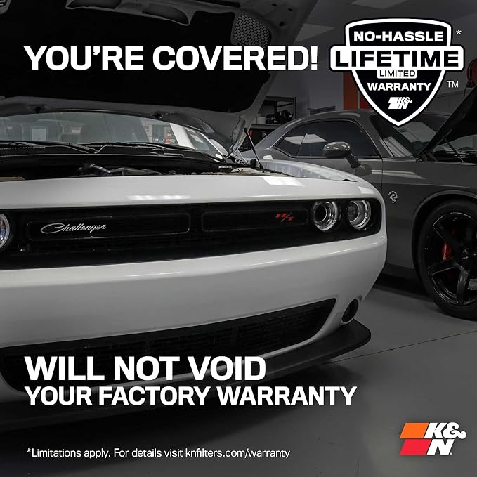 K&N Cold Air Intake System: High-Flow Air Filter, Increase Performance & Acceleration: Compatible with 2005-2019 Crysler/Dodge: 300C, Challenger, Charger, Magnum, 57-1542