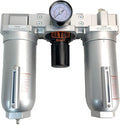 1" NPT SUPER DUTY Compressed Air In Line Filter Regulator Lubricator Oiler Combo, Metal Bowl, 5 Micron Element, Adjustable From 7 to 215 PSI (MANUAL DRAIN)