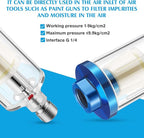 Pack of 6 Small Water Oil Separator Filter 1/4 Inch NPT Inlet and Outlet Air Compressor Moisture Filter Airbrush Water Separator for Spray Paint Air Line Compressor Fitting, Blue