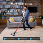 Cordless Vacuum Cleaner Rechargeable with 2600mAh Detachable Battery, Powerful Vacuums with 2 Adjustable Modes, Lightweight Portable Stick Vacuum for Home (Burgundy)