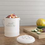 Barnyard Designs Compost Bin for Kitchen Counter - 1.2 Gallon Countertop Composter with Extra Smell-Absorbing Filters and Inner Bucket for Easy Cleaning - Food Waste Bin for Kitchen with Lid (White)