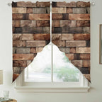 Western Barn Door Swag Valances for Windows, Vintage Farmhouses Wooden Door Brown Rod Pocket Kitchen Curtains Valance, Kitchen Window Curtains Swag for Cafe Bathroom Living Room, 2 Panels, 36x63 inch