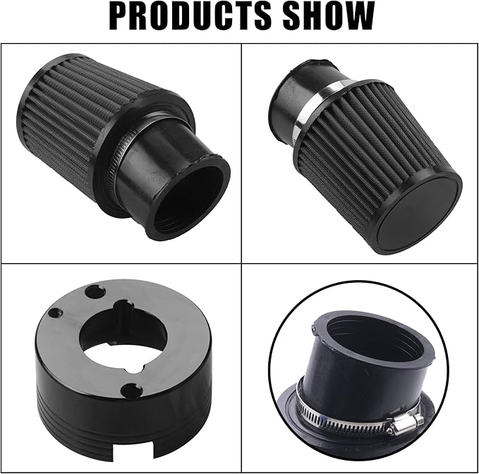 Air Filter Adapter Jet Kit for Predator 301cc 420cc 11hp 13hp 15hp GX340 GX390 389cc Stage 1 Mini Bike Parts Go Kart Golf Cart Lawnmower Water Pump Pressure Washer Generator OHV Engine (Black)