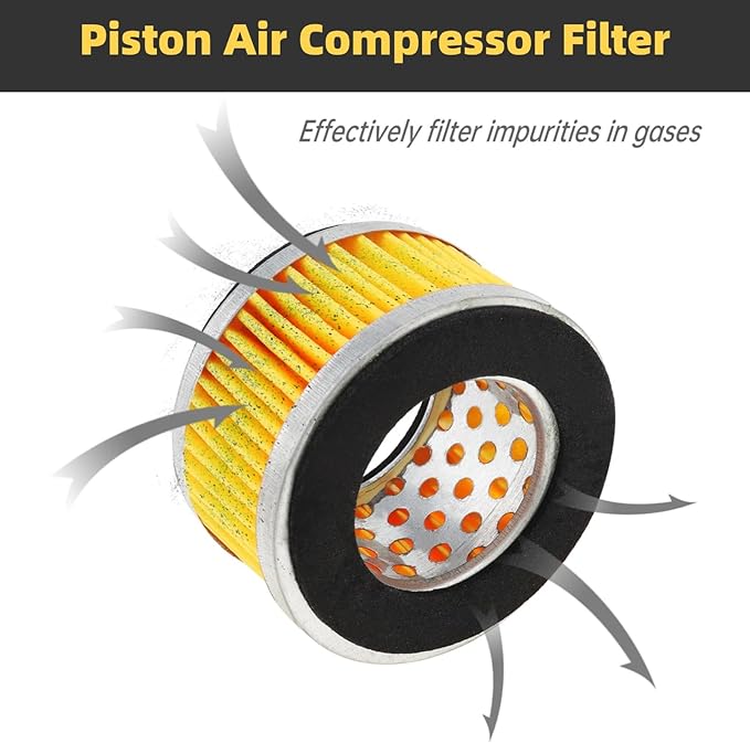 Eujgoov 5Pcs Air Compressor Intake Paper Filter Elements, 4.2x3x2in Piston Type Yellow Compressor Air Filter Replacement