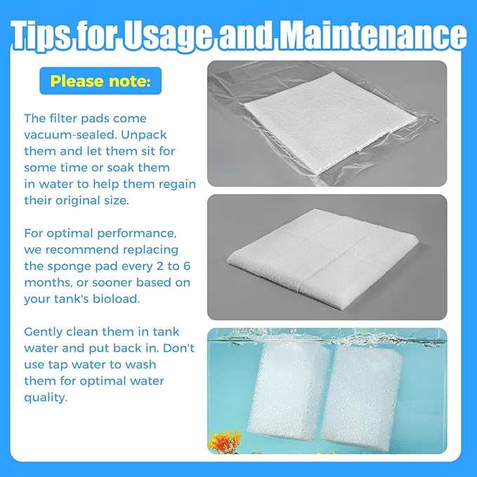 AQUANEAT 6-Pack Replacement Filter Sponge Pads, Aquarium Foam Insert Compatible with AquaClear 70, Fish Tank Filter Media