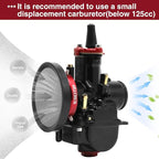 Carburetor Carb Velocity Stack Air Filter Cleaner Modified Trumpet Aluminum Alloy with Sponge Filter Steel Mesh for PWK21-30mm Short Fast Intake Suggest for Small Displacement (Red, 50mm)