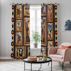 2 Panel Kitchen Cafe Curtains, Wildlife Camels Sunlight Filtering Nature Air Through, Home Decor Window Covering Tier Curtains for Living Room 104W x 90L inch Deserts Animals Brown Geometric Rustic