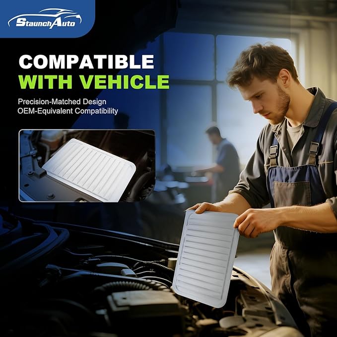 Engine and Cabin Air Filter Combo for Kia Soul 2019 2018 2017 2016 2015 2014 L4 1.6L 2.0L Engine Air Filter Car Replacement Set #CF12002 CA11206 C38208 97133-B2000 28113-1R100 Car Accessorie - 2 Pack