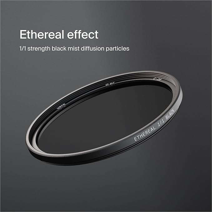 Urth 58mm Ethereal Black Mist ¹⁄₁ Diffusion Lens Filter (Plus+) - Cinematic Effect, 20-Layer Nano-Coated Light Dispersing Particles