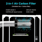 MELONFARM Air Filtration Kit 4", Built-in 14cm Fan Low Nois Carbon Filter with 12-Speed Controller, 8' Ducting, Cooling & Ventilation System for Grow Tents, Indoor Gardening, Hydroponics 4“x12.6"