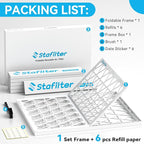 Reusable 14x20x1 Air Filter (MERV 8), 1 Foldable Frame + 6 Refills (Not Individual Filters), Greener HVAC AC Furnace Air Filters MPR 700&FPR 5(Actual Size:13.75"x19.75"x0.75")