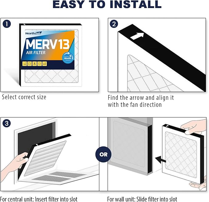 12×12×1 MERV 13 Furnace Air Filters - HVAC/Furnace AC Filter Replacement (Actual Size 11.75x11.75x0.75) - Pleated Dust Defense Air Conditioner Filters for Home Office (2 Pack)