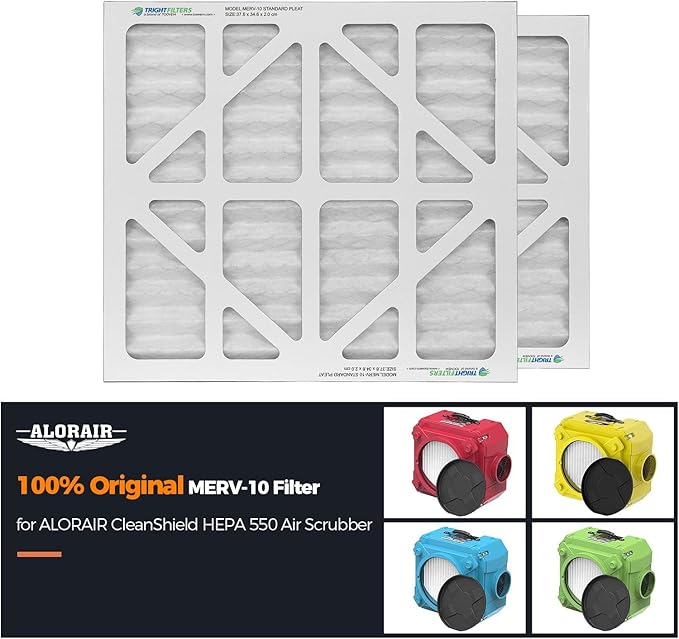 ALORAIR MERV-10 Filter Replacement Set for CleanShield HEPA 550 Air Scrubber (Pack of 2)