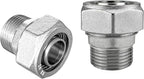 Jingzan Straight Air Piping Fitting, 3/4"Piping x 3/4"Male NPT Adapter, Brass-Nickel Plated Fittings for Garage Shop Compressed Air Line Piping System (2 PACK)