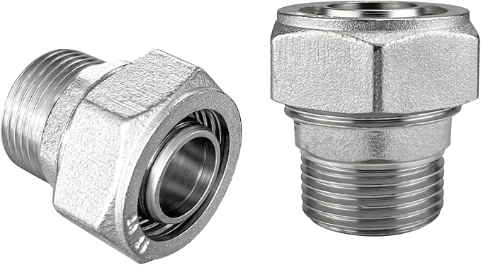 Jingzan Straight Air Piping Fitting, 3/4"Piping x 3/4"Male NPT Adapter, Brass-Nickel Plated Fittings for Garage Shop Compressed Air Line Piping System (2 PACK)