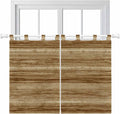 Vintage Western Kitchen Curtains 45 Inch Length, Short Cafe Window Curtains Tab Top, Rustic Farmhouse Wooden Grain Barn Door Light Filtering Window Treatments Tier Drapes 27.5"x45" 2 Panel