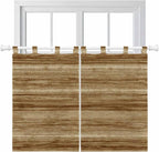 Vintage Western Kitchen Curtains 45 Inch Length, Short Cafe Window Curtains Tab Top, Rustic Farmhouse Wooden Grain Barn Door Light Filtering Window Treatments Tier Drapes 27.5"x45" 2 Panel