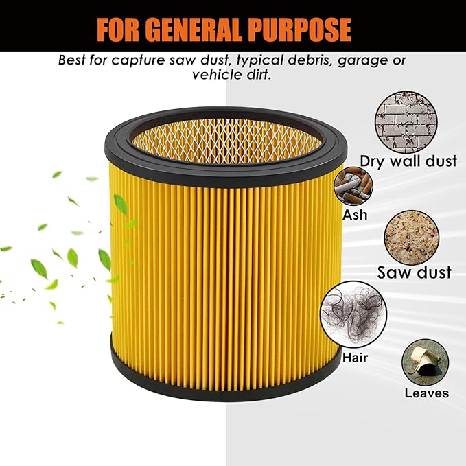 Replacement Filter for Vacmaster 5-20 Gallon/Hart Shop Vacuum 5-17 Gallon, Replaces Hart VCFS 3701 Filter/VCFF Filter, Fits most Shop-Vac/Craftsman Vacuum with 2x Wet Foam Filter