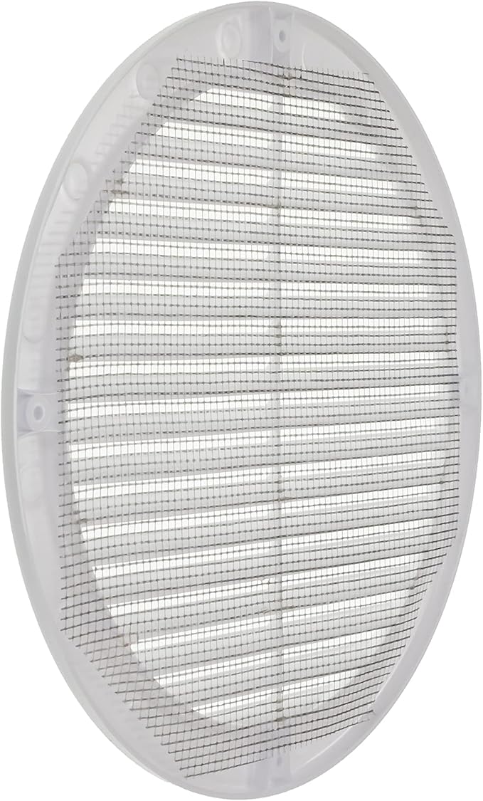 Vent Systems 8" Inch (Opening Dimensions) - Pack of 5 - White Soffit Vent Cover - Plastic Round Air Vent Grille - Built-in Mesh Screen - HVAC Register Louver for Bathroom, Home, Kitchen