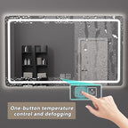 Bathroom Mirror with LED Lights, Lighted Bathroom Makeup Wall Mounted Mirror with Demister Pad, 3-Color Dimmable LED Light, for Wall Decor, Vanity, Living Room(A,80x130cm)