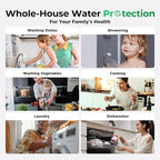iSpring WGB22B+AHPF12MNPT16X2 2-Stage Whole House Water Filter System, Reduces Chlorine, Sediment Water Filtration System for Home w/ 3/4'' Braided Stainless Steel Hose Connectors and Ball Valve
