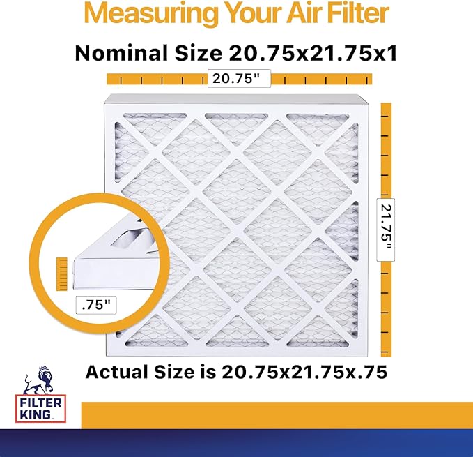 Filter King Air Filters 20.75x21.75x1 | 12 Pack | MERV 13 | HVAC Pleated AC Furnace Filters | Air Purifier | Replacement Filters for Clean, Healthy & Fresh Environment| MADE IN USA